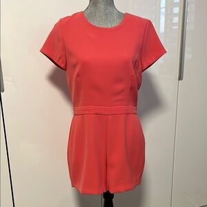 BANANA REPUBLIC Coral Zip Up Dressy Short Sleeve Romper, Size 10P